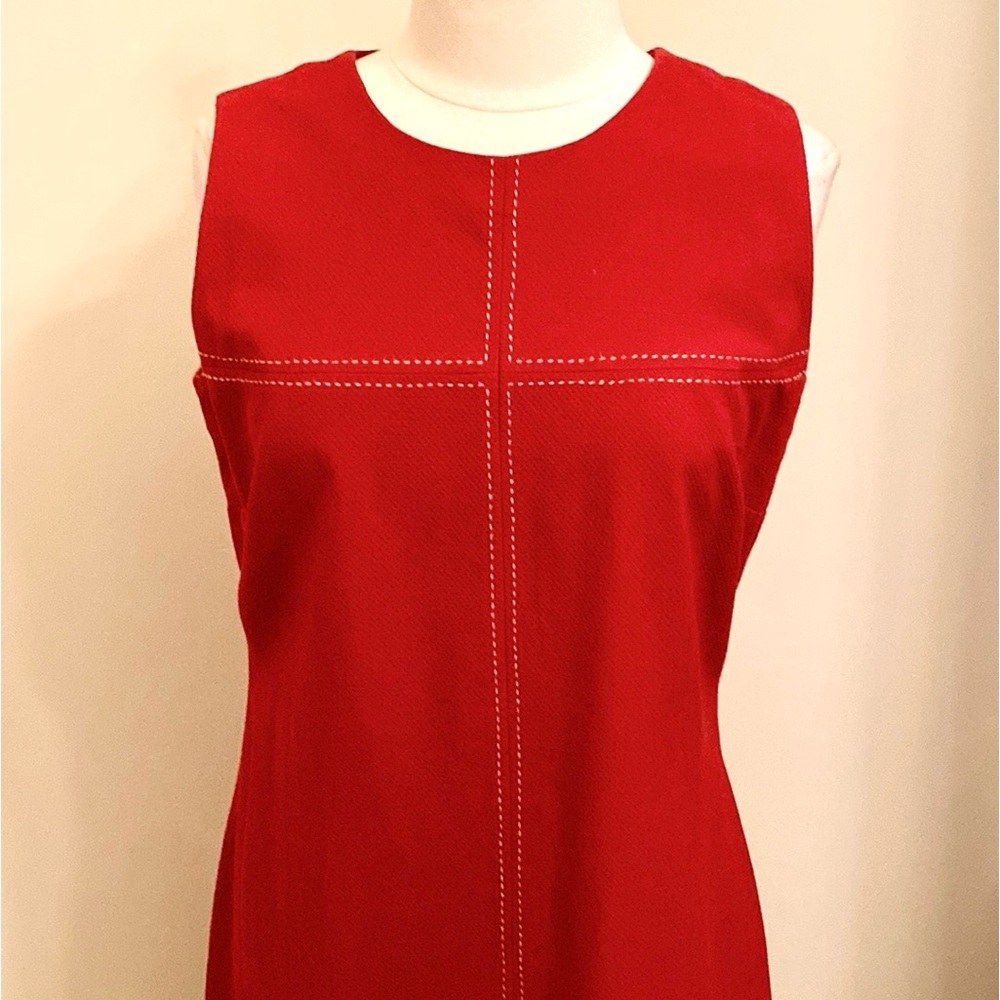 Eddie Bauer Red Textured M Minimalist Coastal Cottagecore Exposed Stitch Dress - Picture 2 of 10